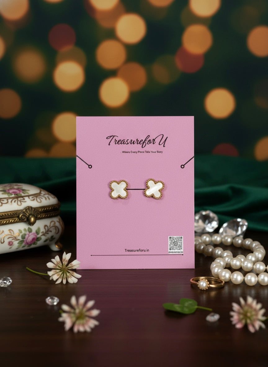 White Clover Stud Earrings