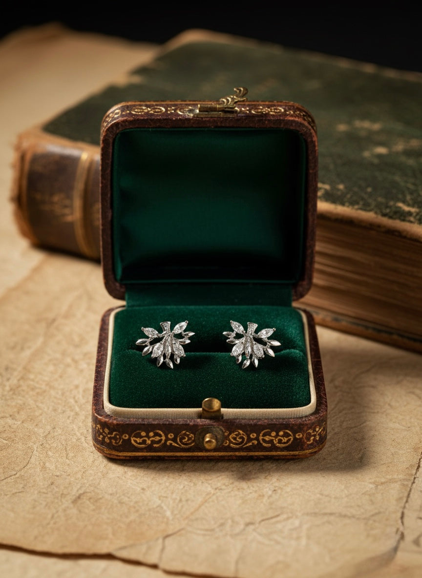 Diamond Leaf Earrings