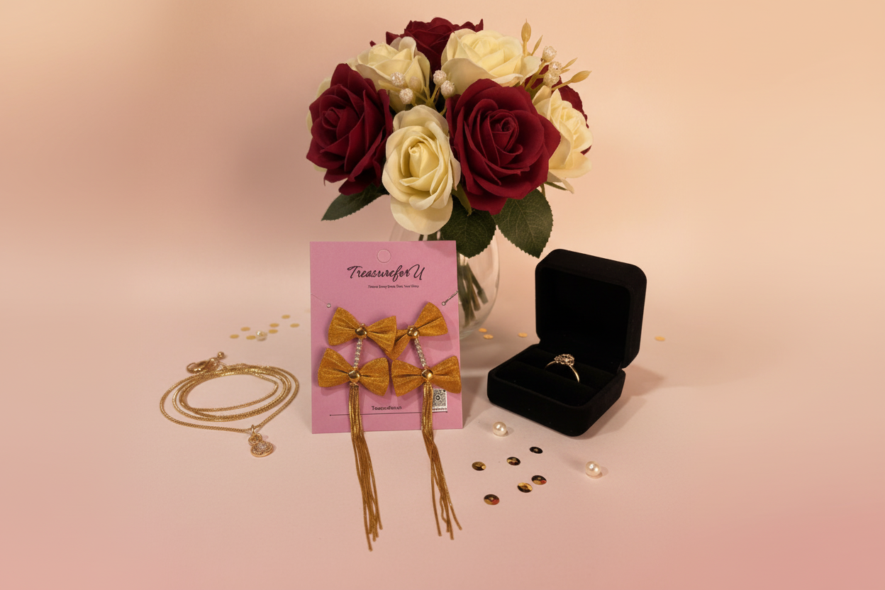 Gold-Toned Bow Drop Earrings