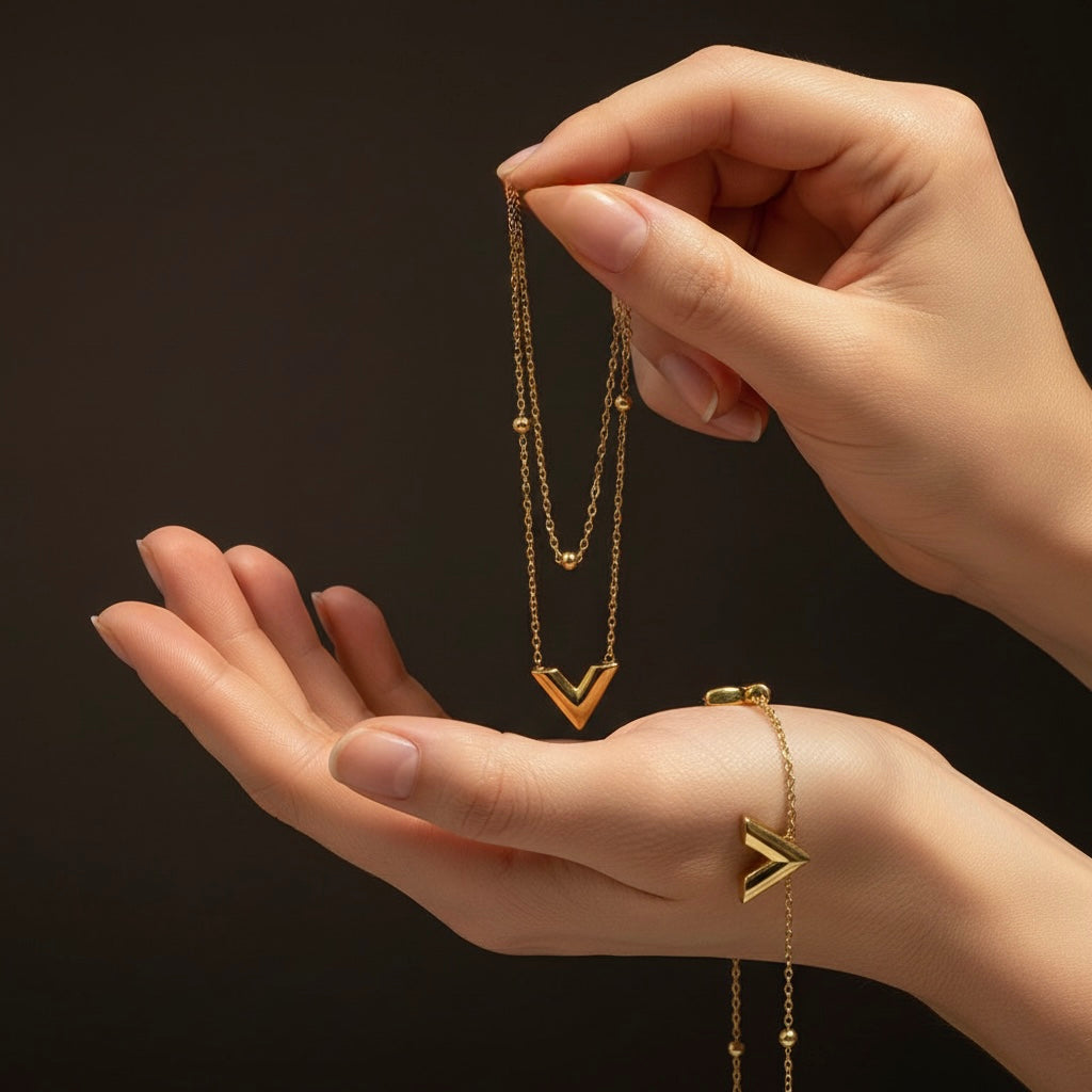 V-Shaped Gold Bracelet
