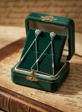 Geometric Triangle Earrings with Stone-silver
