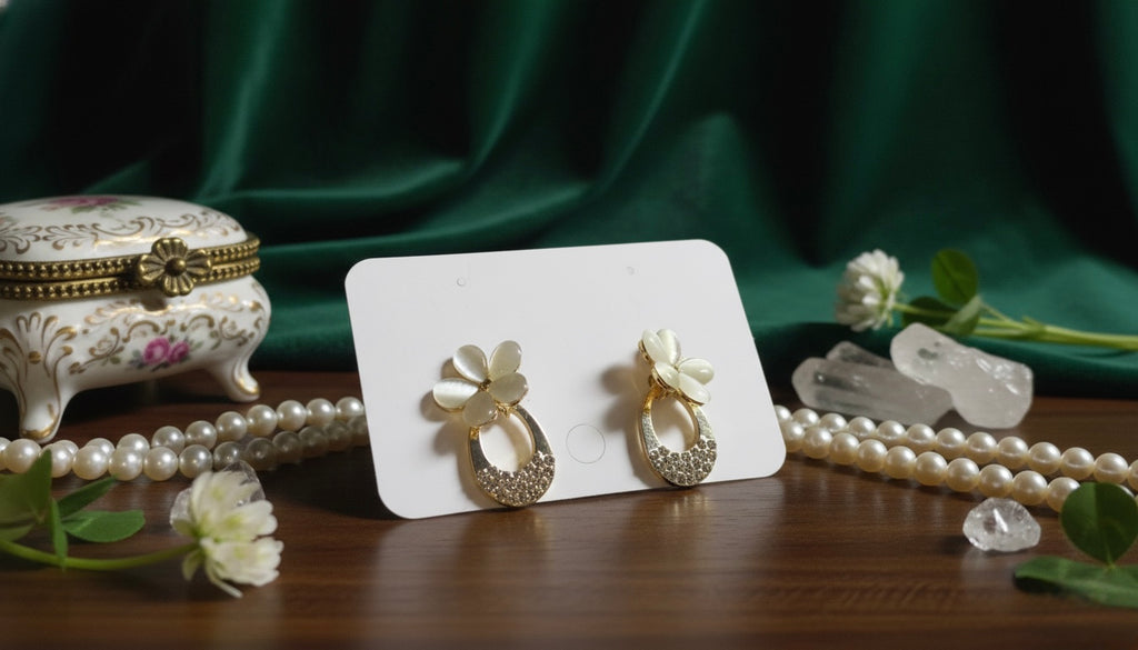 White Floral & Crystal Gold-Toned