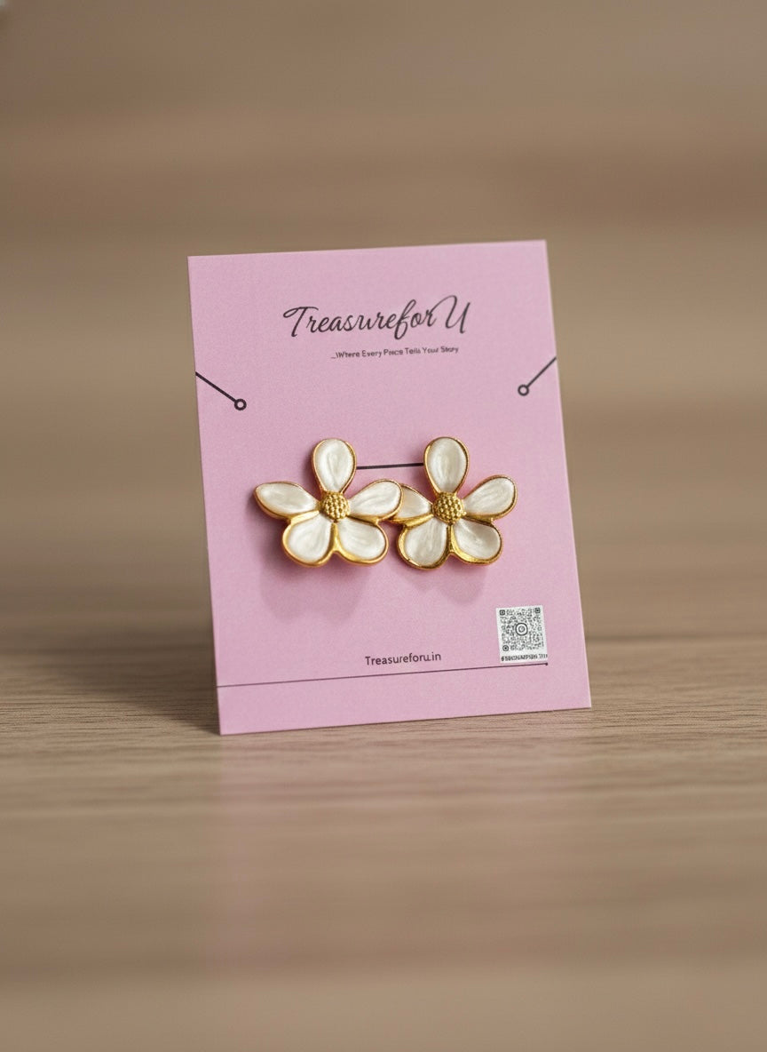 Gold Floral Stud Earrings