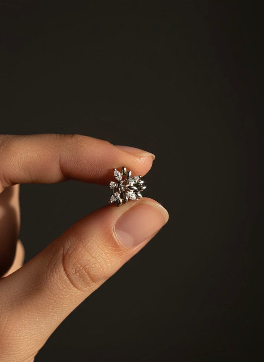 Diamond Leaf Earrings