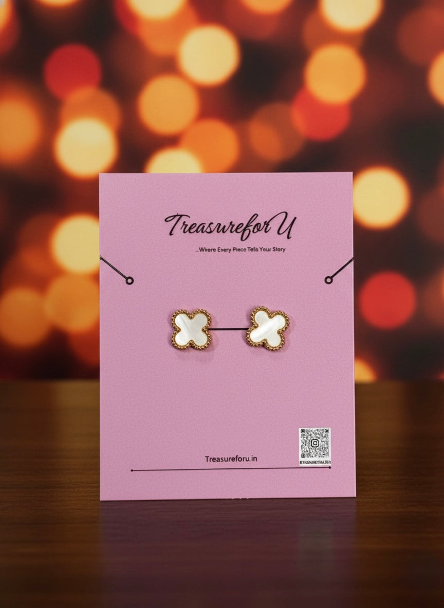 White Clover Stud Earrings