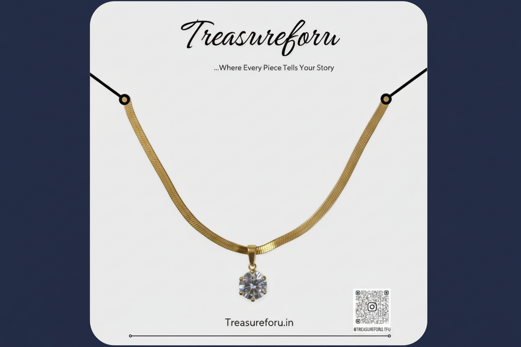 Demi Solitaire Gold Herringbone