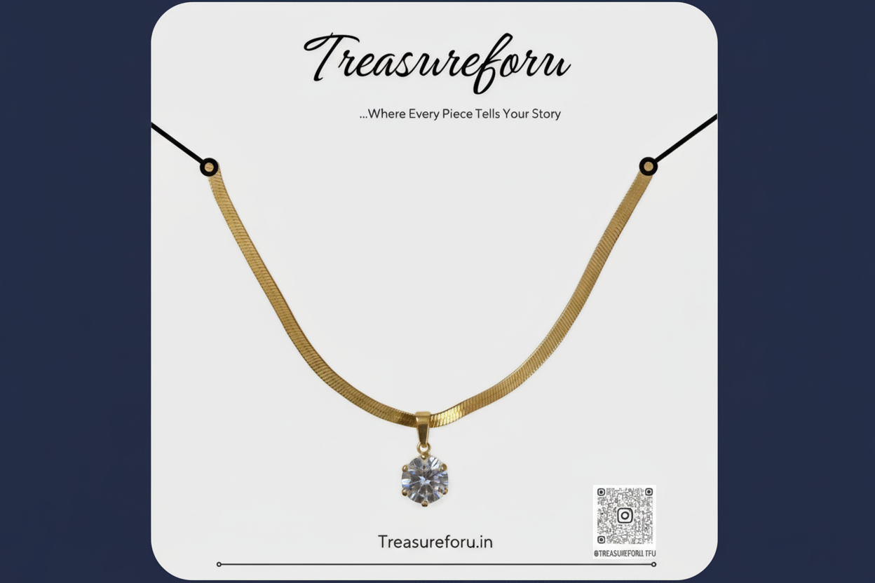 Demi Solitaire Gold Herringbone