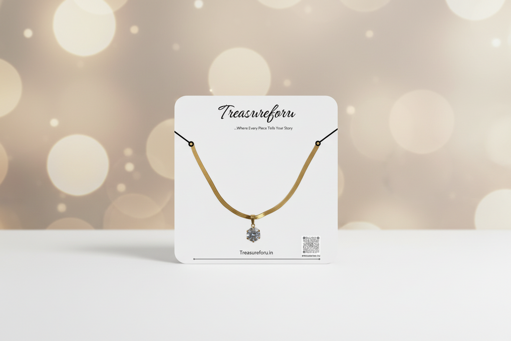 Demi Solitaire Gold Herringbone