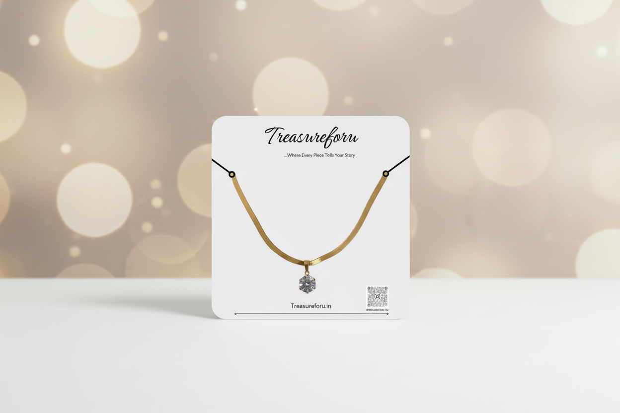 Demi Solitaire Gold Herringbone