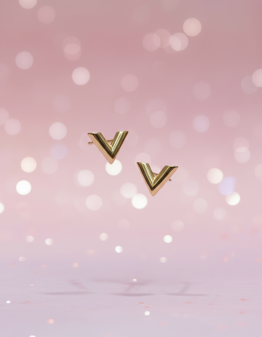V-shaped Gold Stud Earrings