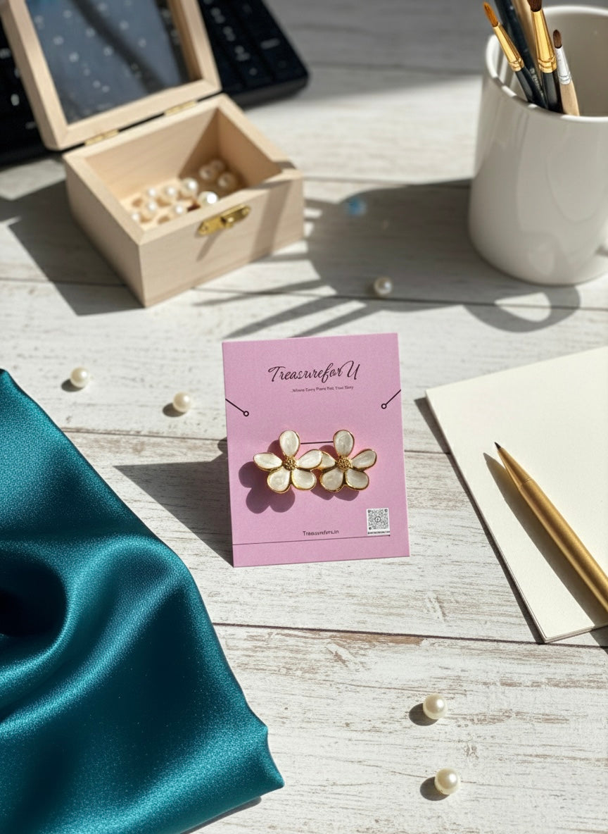 Gold Floral Stud Earrings